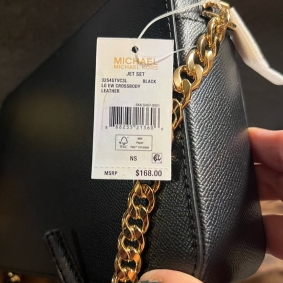 MICHAEL KORS Jet Set Item East West Shoulder Crossbody Camera Bag Black Gold - Picture 4 of 17